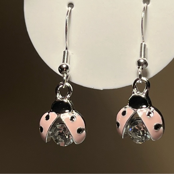 Pink Ladybug Earrings - Picture 5 of 6
